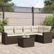 Set Divano da Giardino 6 pz con Cuscini Marrone in Polyrattan 3218933