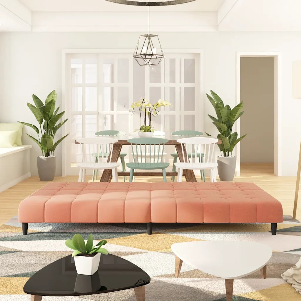 Divano Letto a 2 Posti-Sofa Letto 2 Posti-Daybed Rosa in Velluto 927613