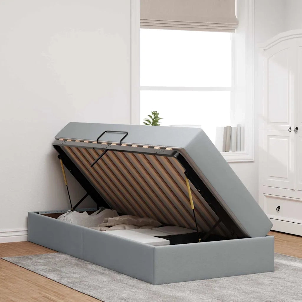 Letto con contenitore e materasso Grigio chiaro 100 x 200 cm 3399640