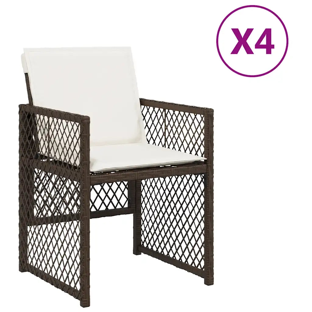 Sedie da Giardino con Cuscini 4 pz Marroni in Polyrattan 364952