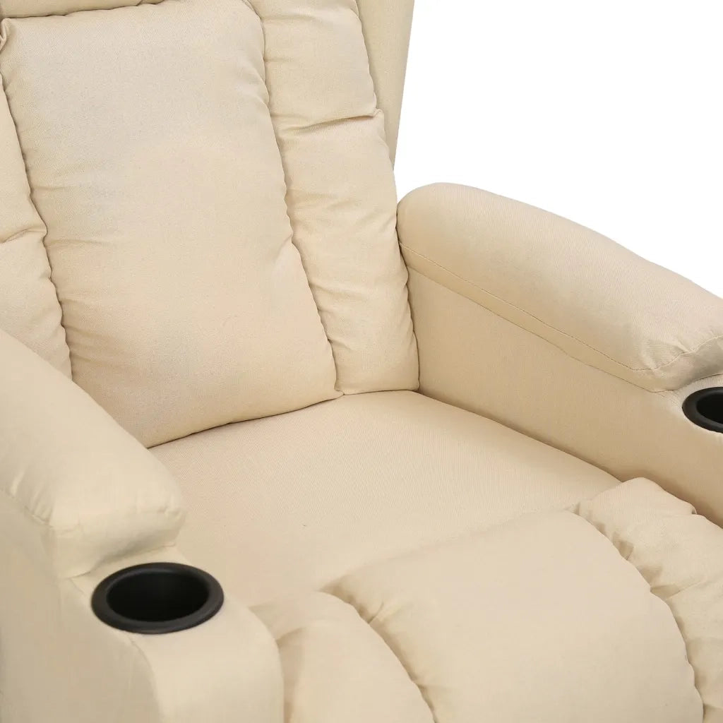 Poltrona | Sedia Relax Reclinabile in Tessuto Crema