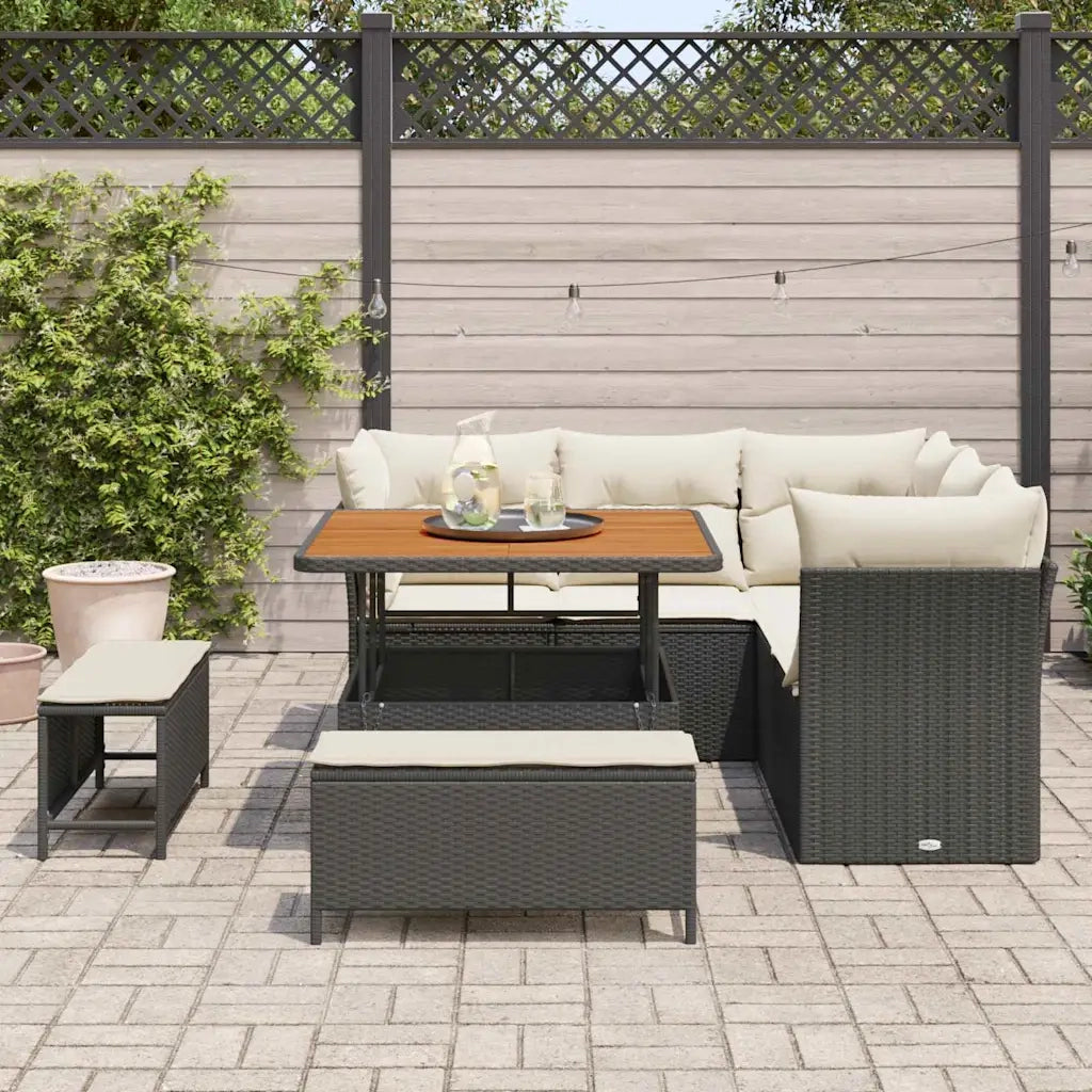 Set Divano da Giardino 8 pcs Nero polyrattan 3361475