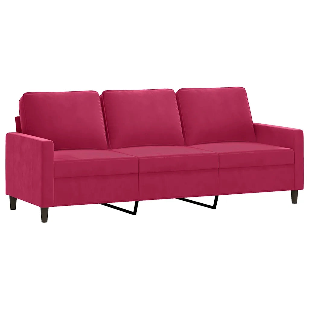 Divano a 3 Posti-Sofa 3 Posti Rosso Vino 180 cm in Velluto 706358