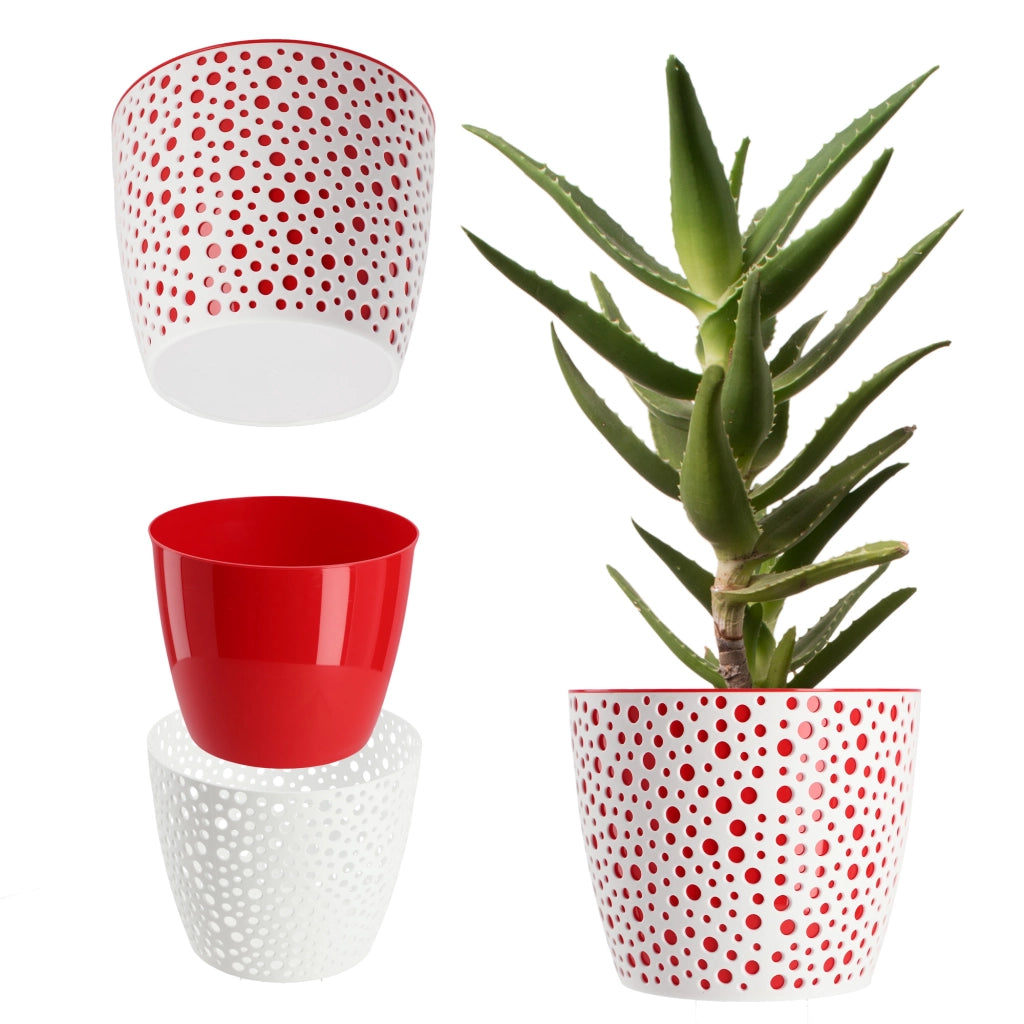 Vaso da fiori KADAX rotondo in plastica, 21 cm, rosso