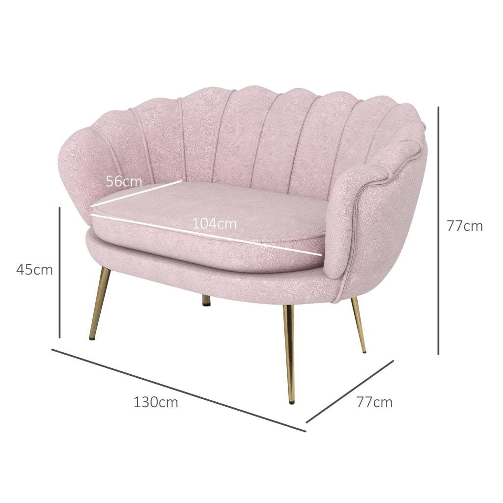 Divano 2 Posti 130x77x77 cm in Velluto Rosa