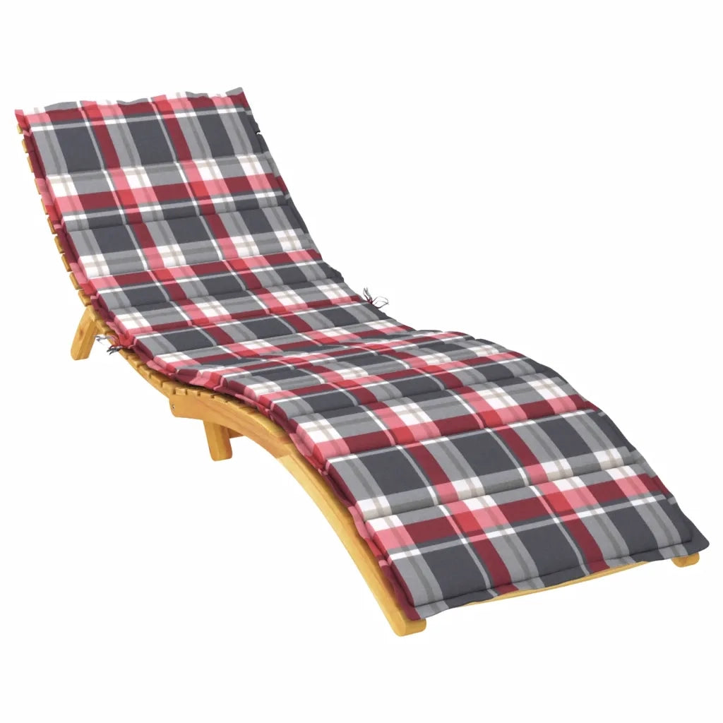 Cuscino per sedie | Cuscino per Lettino a Quadri Rossi 200x70x3 cm Tessuto Oxford