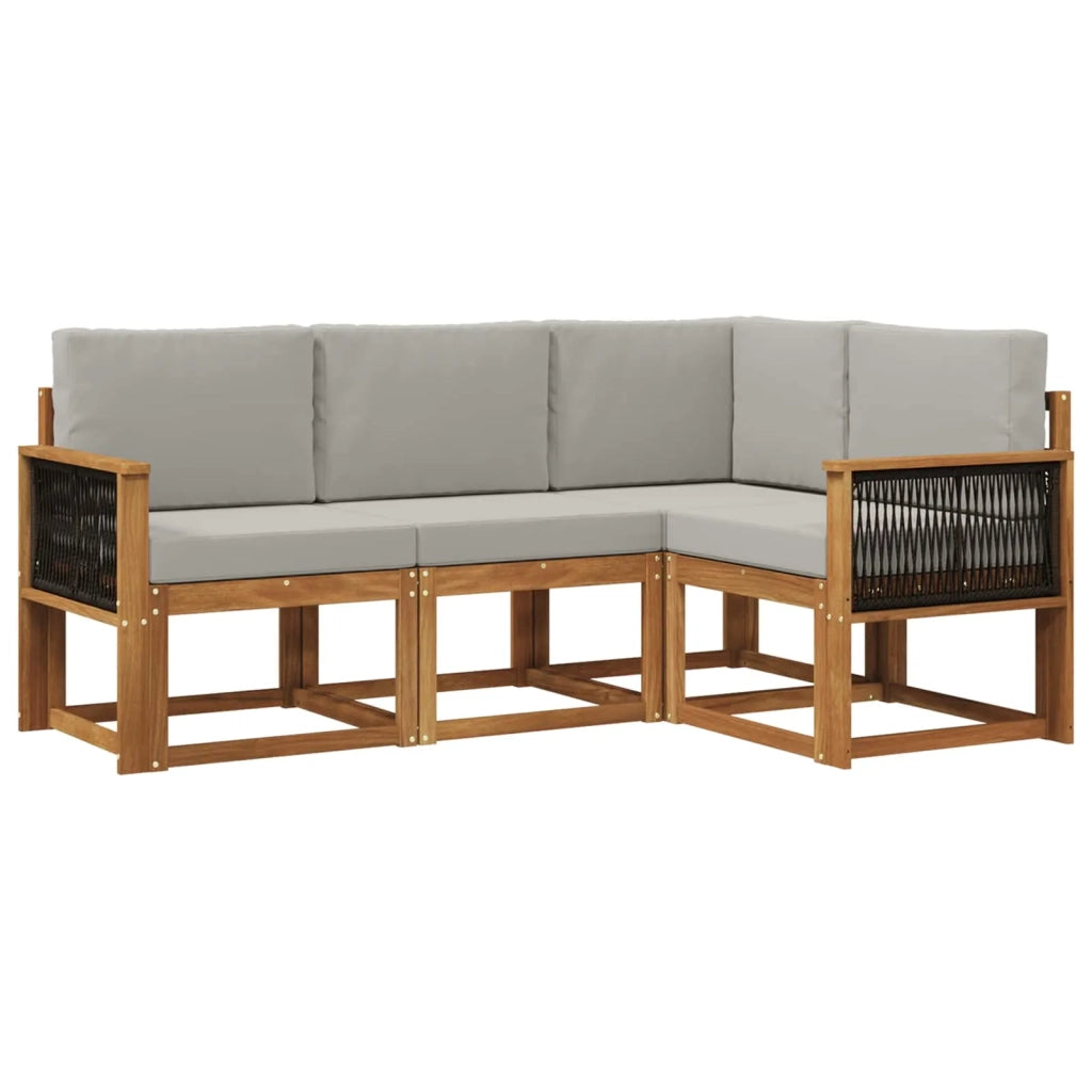 Set di divani da esterno 4 pz Naturale e Grigio Chiaro 3385172
