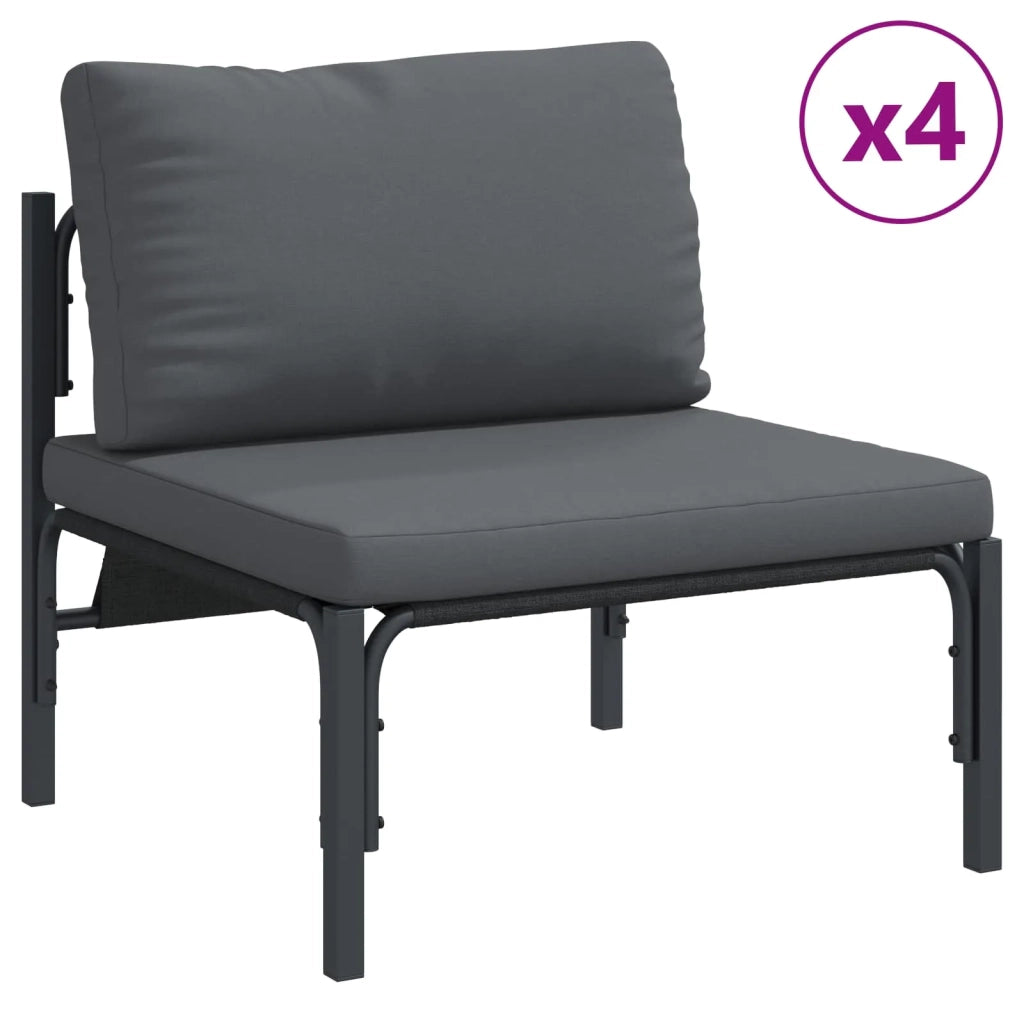 Set Divano da Giardino con cuscino 7 pcs Nero Acciaio