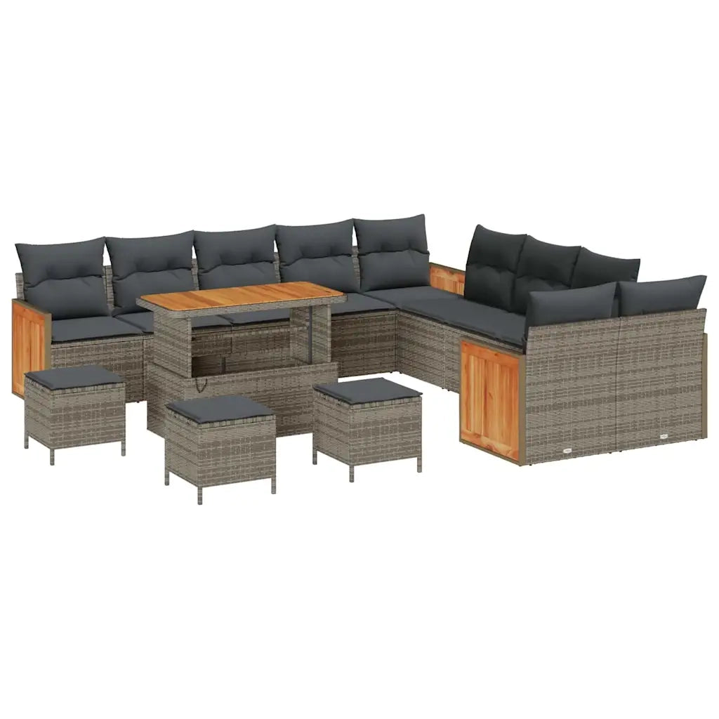 Set Divano da Giardino con cuscino 14 pcs Grigio