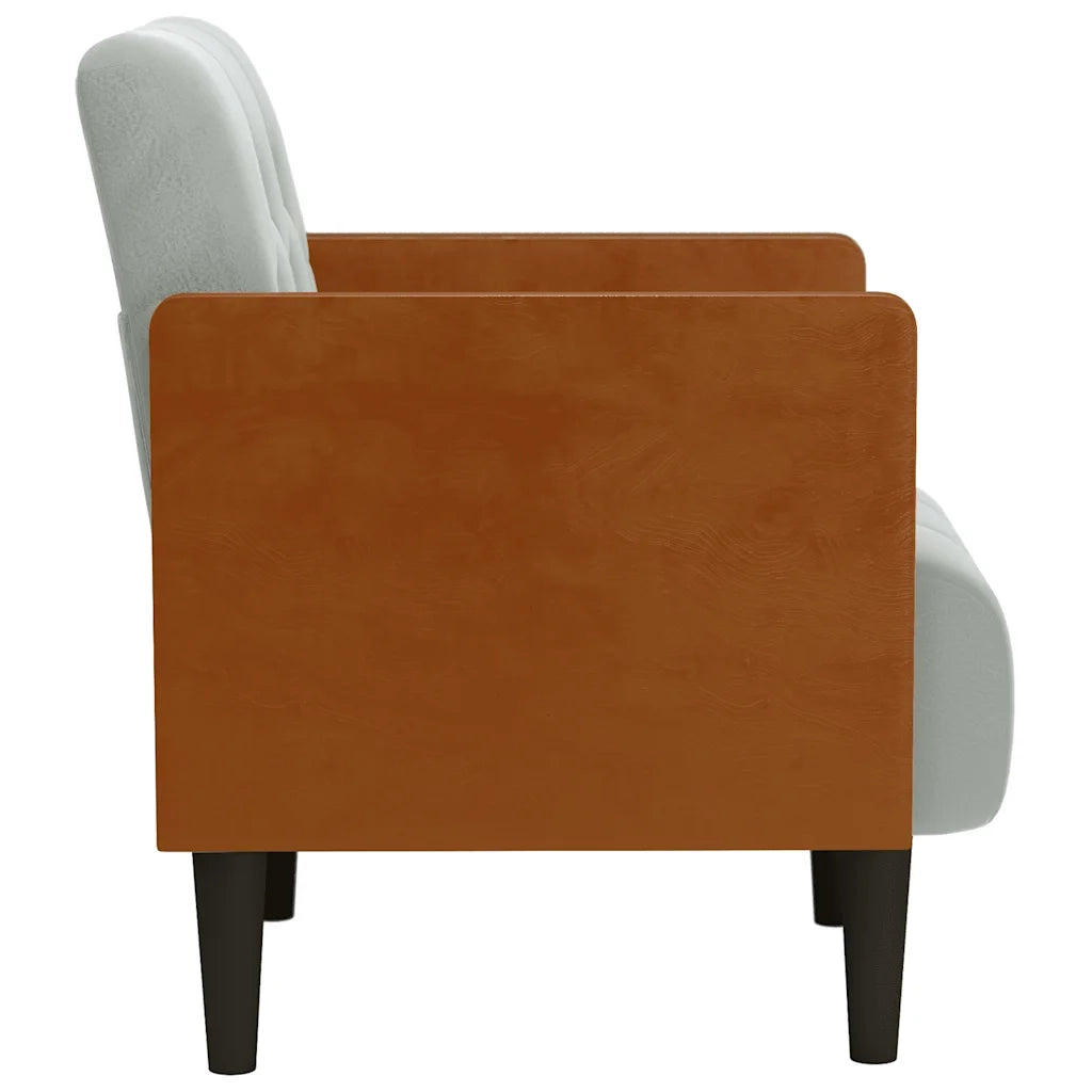Divano Sedia con Braccioli Grigio Chiaro 55 cm in Velluto 4100595