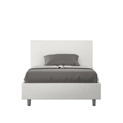 BS COM Letto una piazza e mezza con rete imbottito 120x210 similpelle bianco