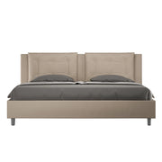 BS COM Letto con rete imbottito 180x190 similpelle tortora