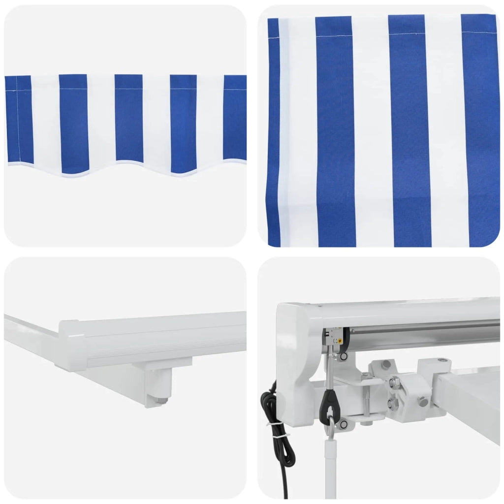 Tettuccio Elettrico Retrattile Blu e Bianco 4,5 × 3,5 m 3421047