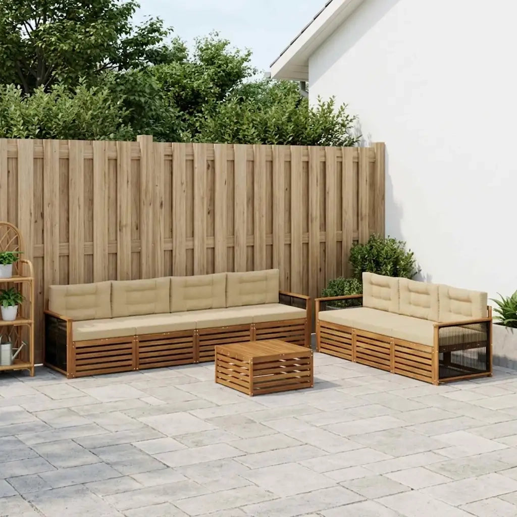Set di divani da esterno con cuscino 8 pcs Naturale e Beige 3383116