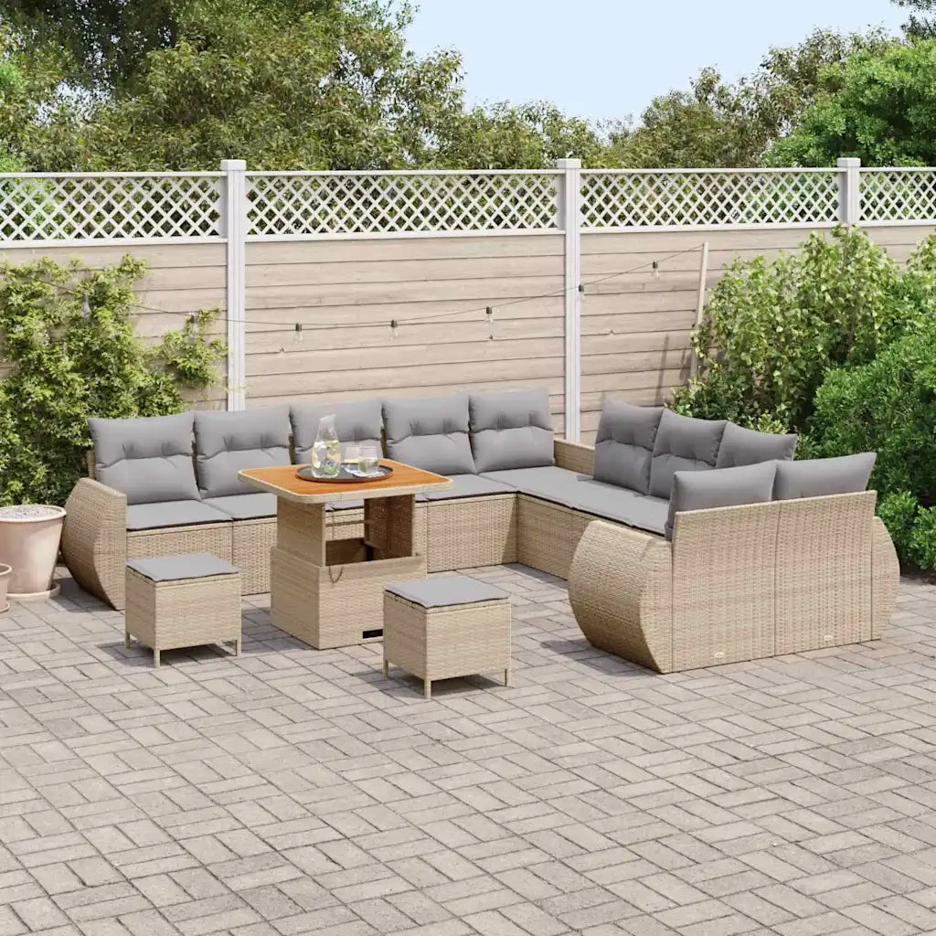 Set Divano da Giardino 13 pcs Beige polyrattan