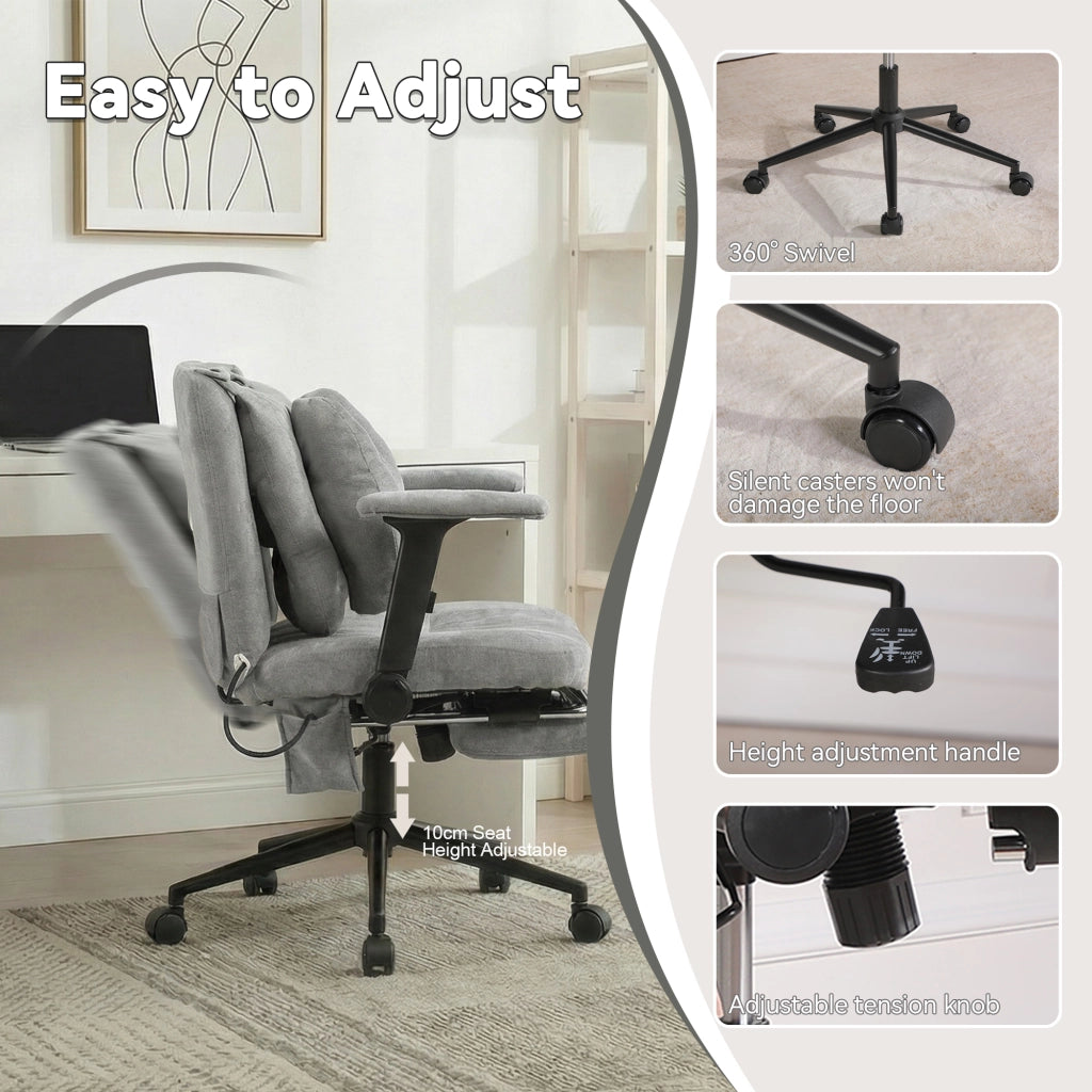 Sedia da ufficio girevole regolabile con poggiapiedi ¨C Minimal ¨C Grigio