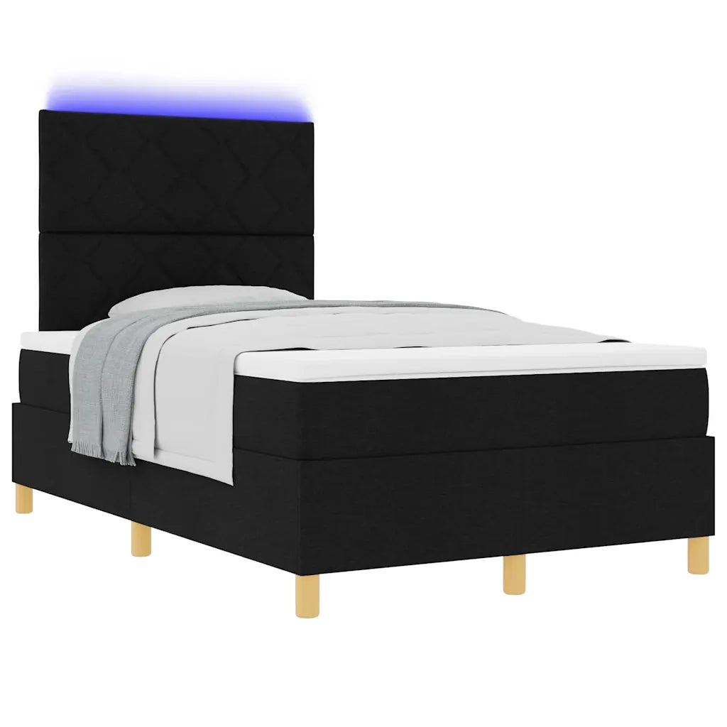 Letto a Sorgente LED con materasso Nero 120 x 200 cm Tessuto 3343168