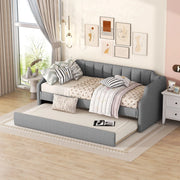Letto daybed imbottito con letto estraibile 90 x 200 cm, grigio