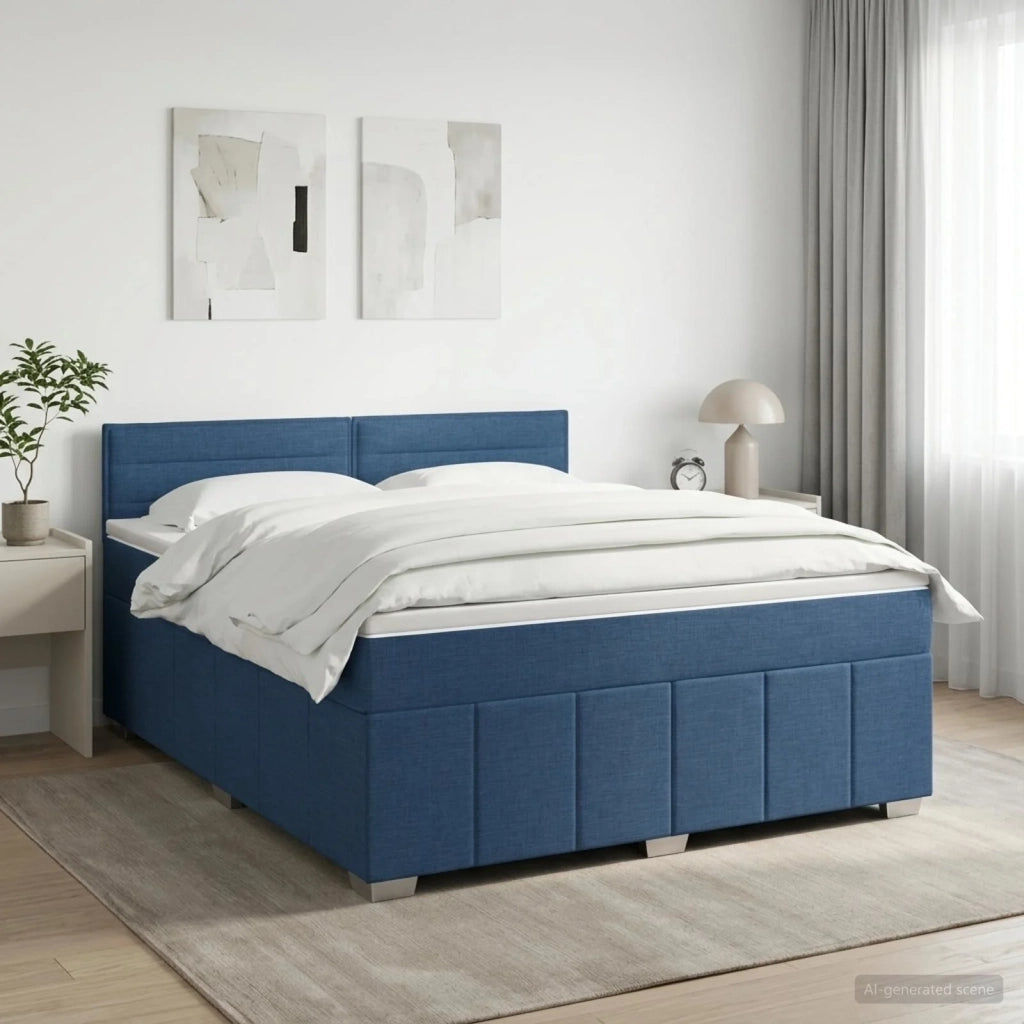 Letto box spring con materasso Blu 140 x 190 cm Tessuto 3451205