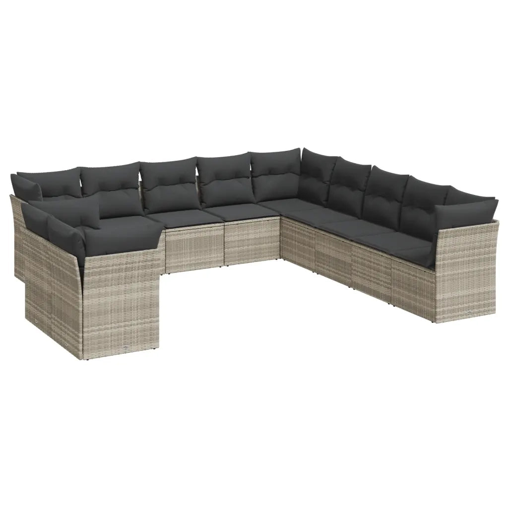 Set Divani da Giardino 11 pz con Cuscini in Polyrattan Grigio 3249721