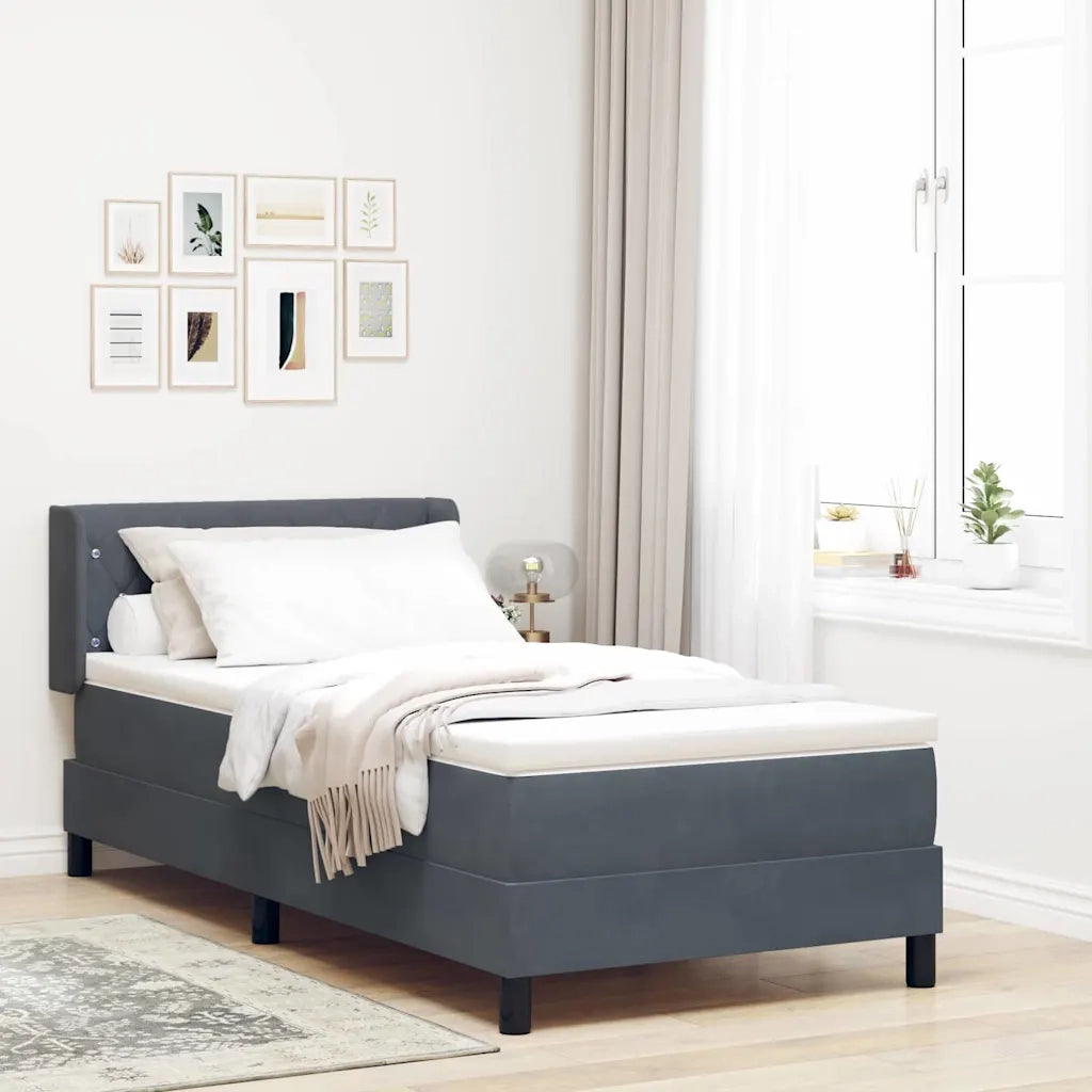 Letto a molle con materasso Grigio scuro 200 x 90 cm Poliestere
