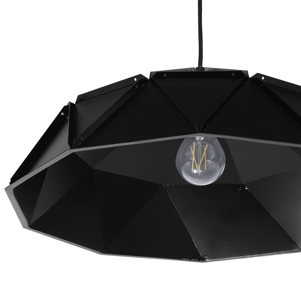 Lampada a Sospensione in Metallo Nero Forma Geometrica 1 Luce Moderna