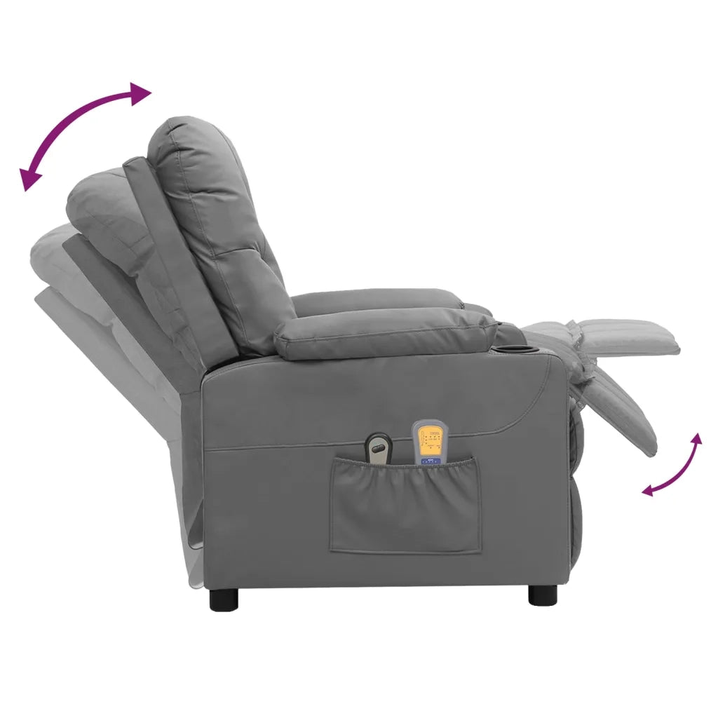 Poltrona Massaggiante Elettrica Grigio Similpelle 3098874