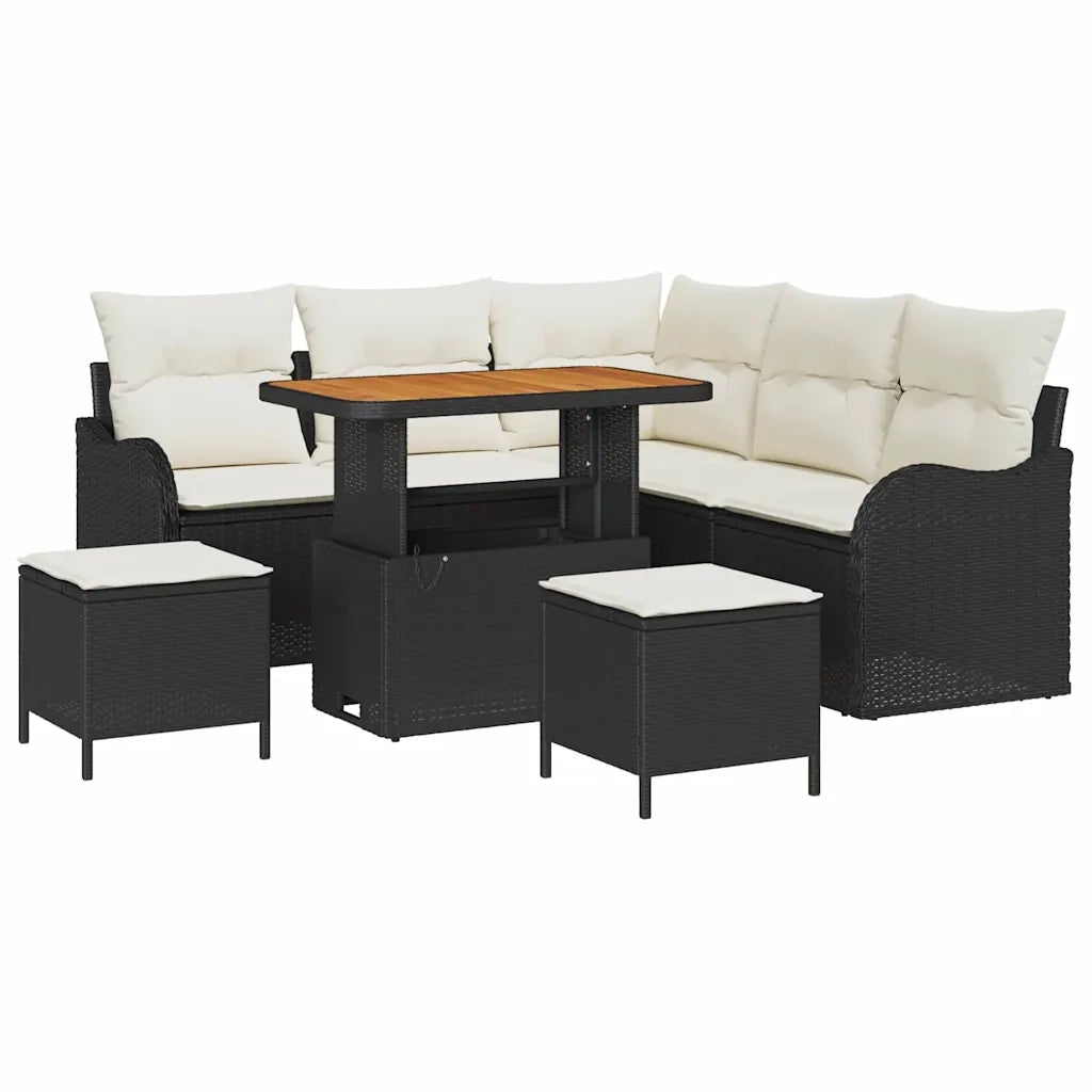 Set Divano da Giardino con cuscino 8 pcs Nero e Crema 3364215