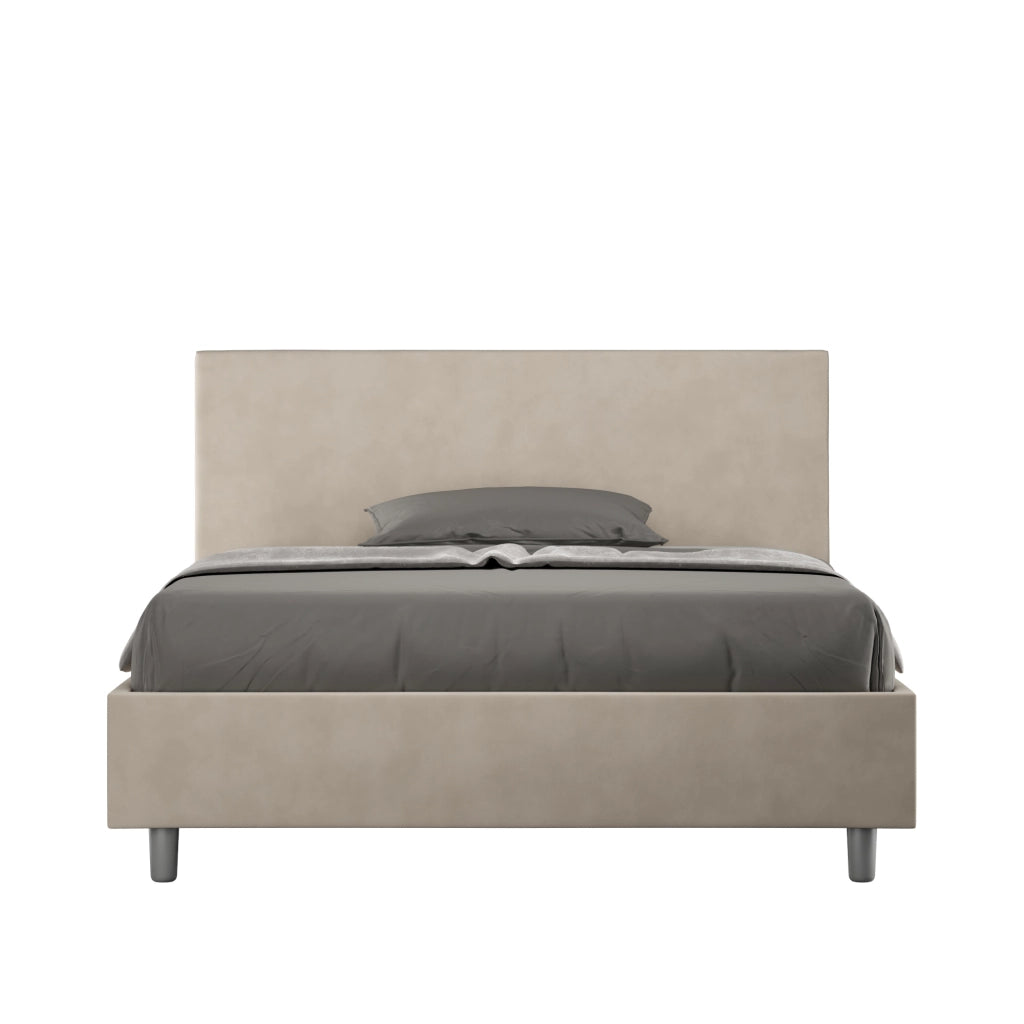 BS COM Letto una piazza e mezza senza rete imbottito 130x210 microfibra sabbia