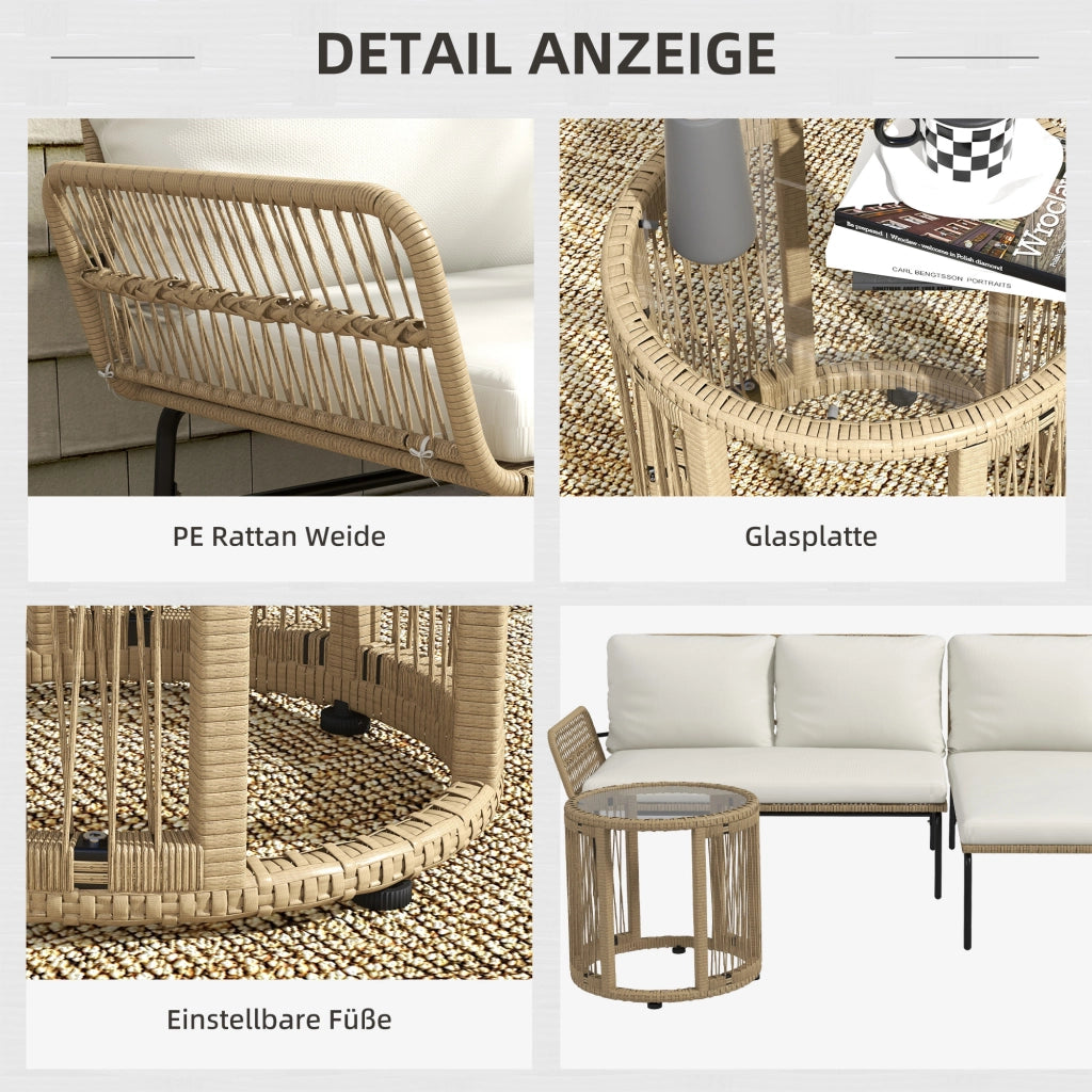 Set salotto da giardino ¨C Xylo ¨C Rattan PE, 122x79x75 cm, naturale e crema
