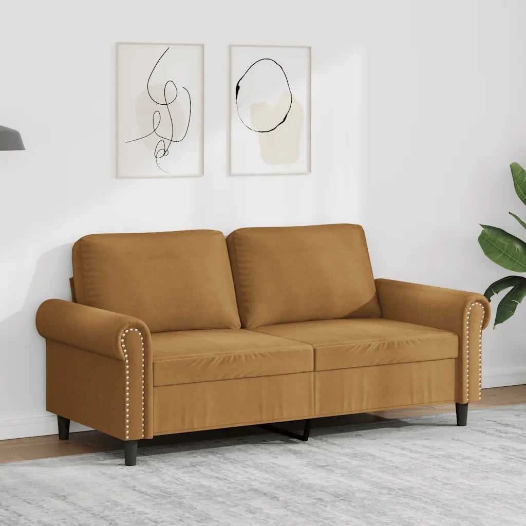 Divano a 2 Posti Marrone 140 cm in Velluto 359536