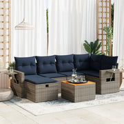 Set Divani da Giardino 7 pz con Cuscini Grigio in Polyrattan 3325820