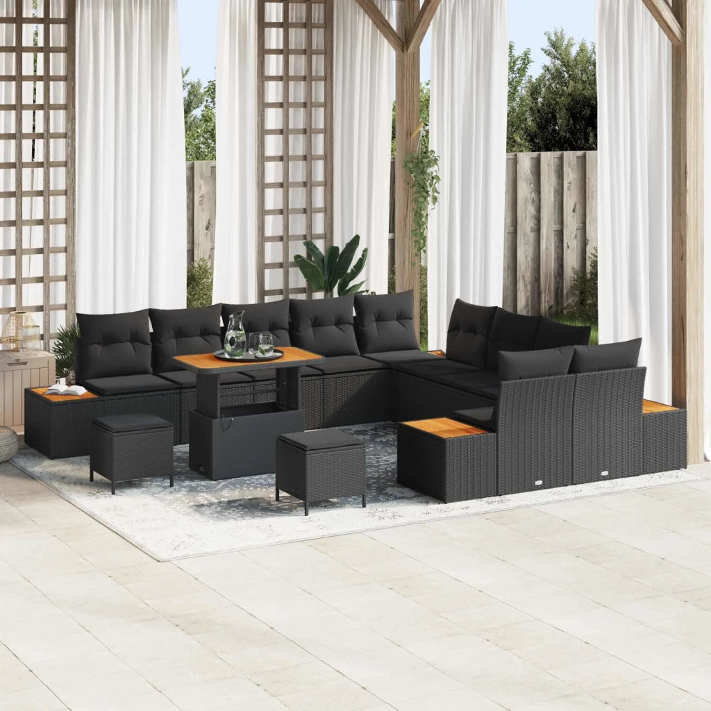 Set Divano da Giardino 13 pcs Nero polyrattan 3362974