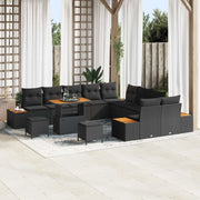 Set Divano da Giardino 13 pcs Nero polyrattan 3362974