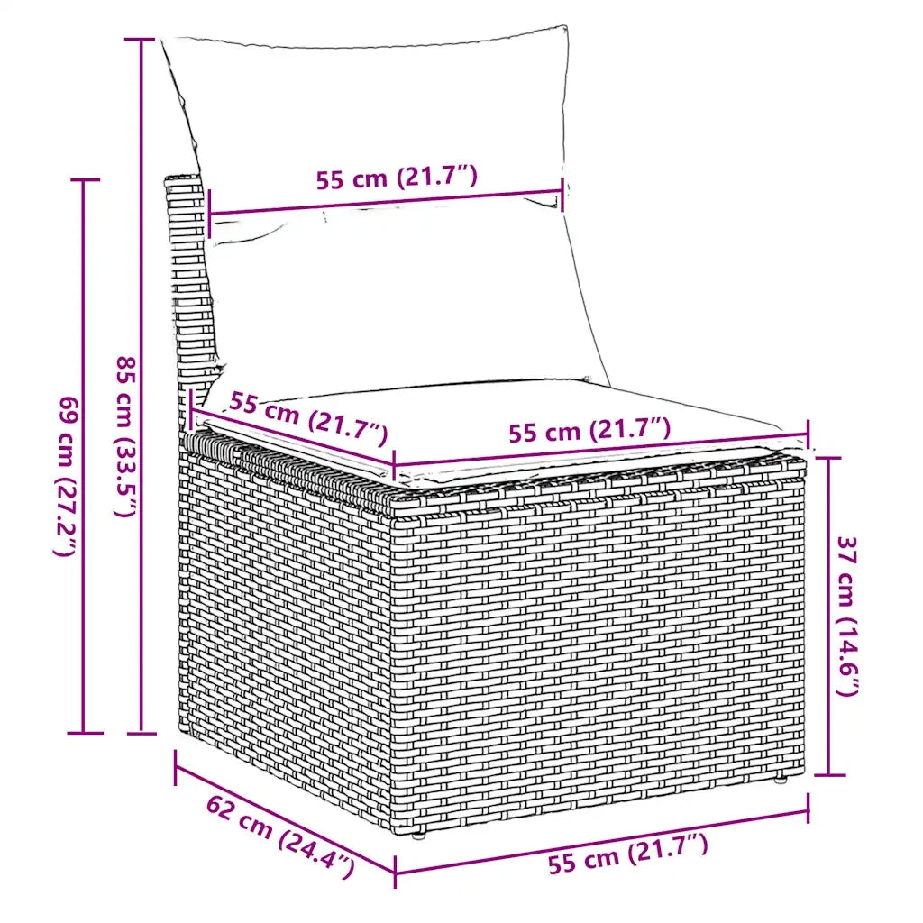 Set Divano Giardino 4 pz con Cuscini Marrone Polyrattan Acacia 3325250