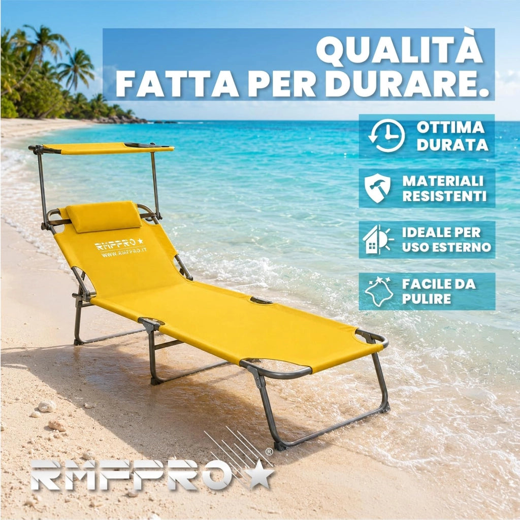 RMF PRO LETTINO PIEGHEVOLE CON PARASOLE GIALLO