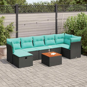 Set Divani da Giardino 8 pz con Cuscini Nero in Polyrattan 3264732