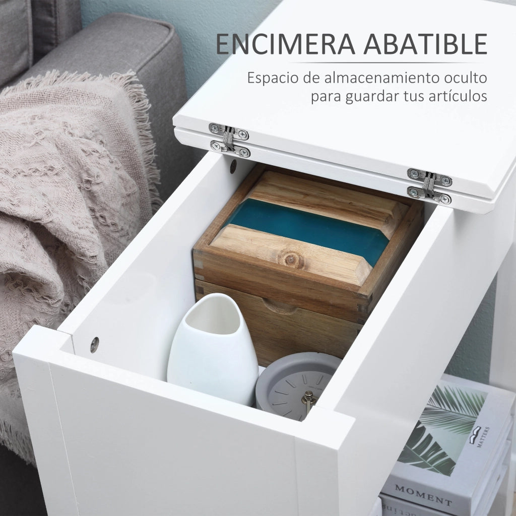 Comodino con Ripiano e Foro per Cavi ¨C Minimal ¨C 60.5x32.5x70 cm Bianco