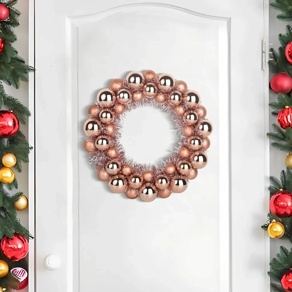 Corone di Palline di Natale 2 pz-Decorazioni natalizie Oro rosa 33 x 33 x 7 cm