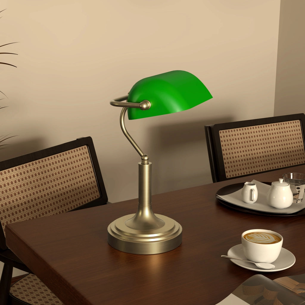 Lampada da Scrivania con Interruttore a Levetta e Paralume Regolabile ¨C Minimal ¨C Verde