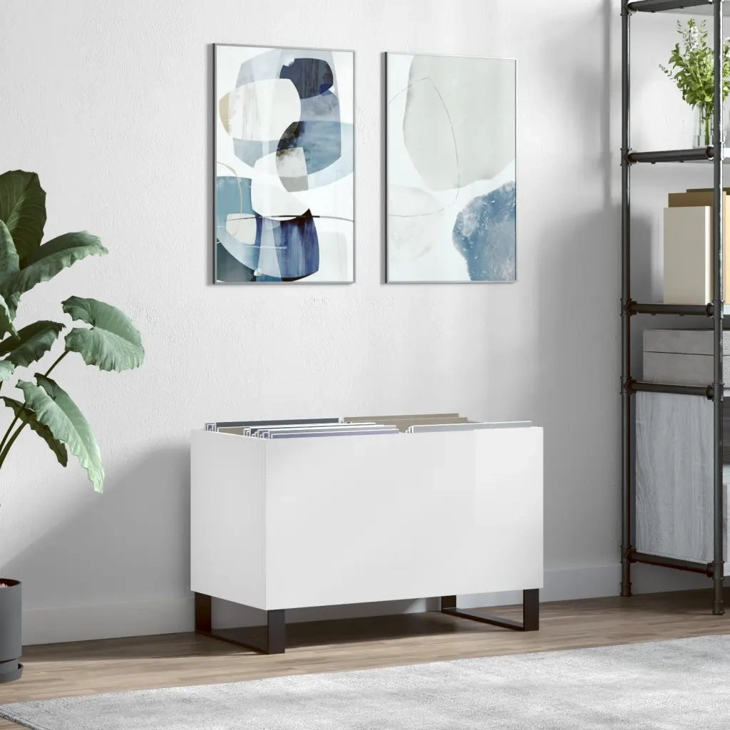 Mobile Porta Dischi Bianco Lucido 74,5x38x48 Legno Multistrato CFW7626031