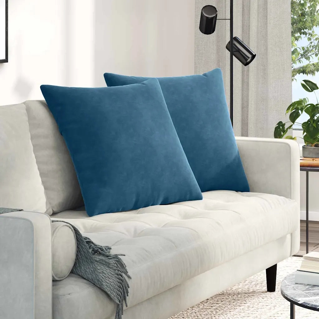 Cuscini da Divano 2 pz-Set di 2 Cuscini per Sofa Blu 60 x 60 cm Tessuto in Cords 444435
