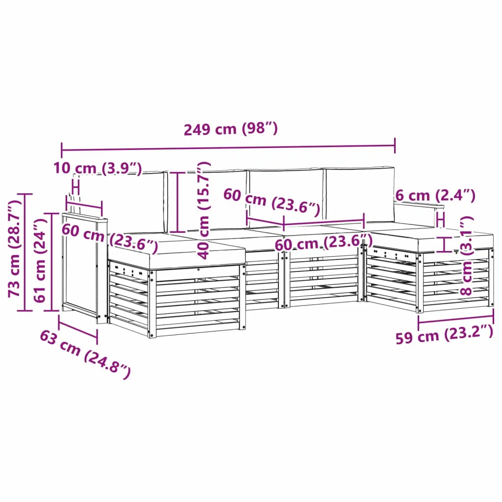 Set divani Legno di Acacia Massello 3384671