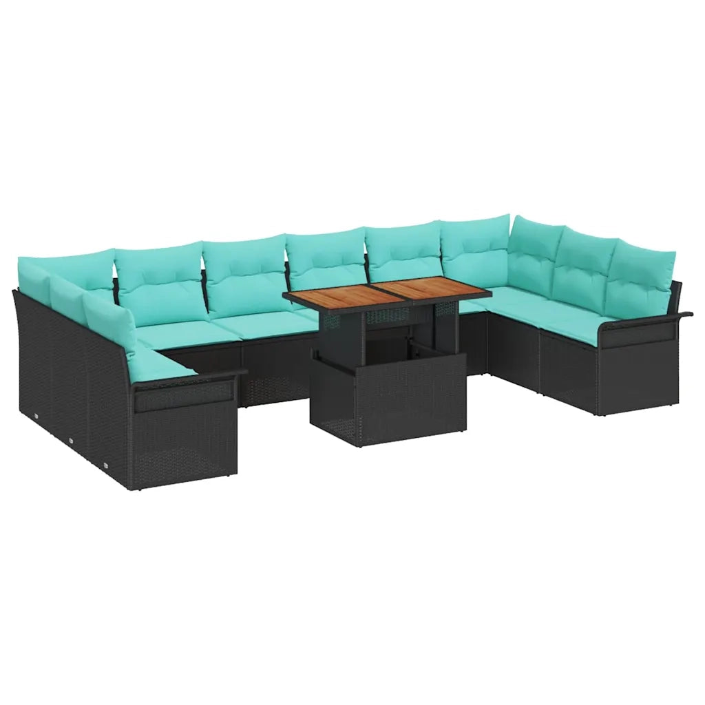 Set Divano da Giardino 11 pcs Nero Poly Rattan 3358125