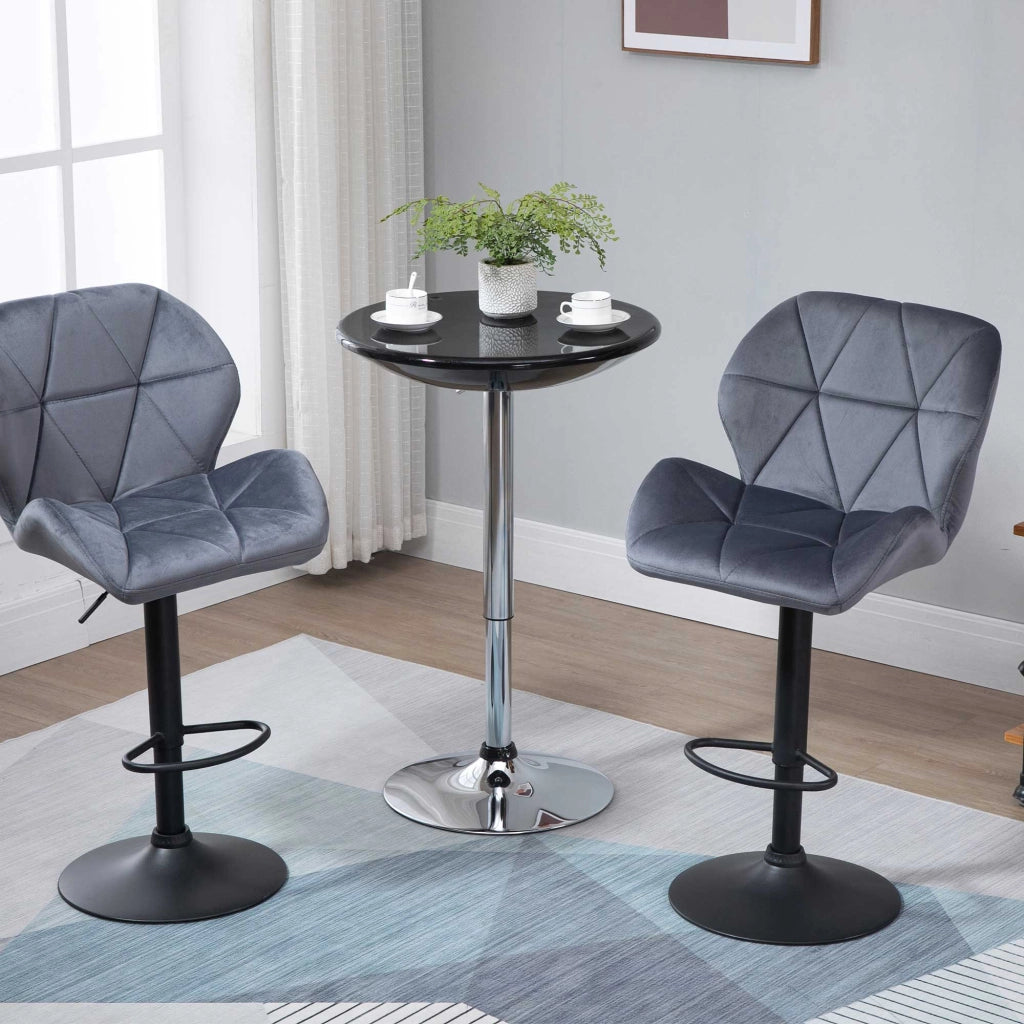 Tavolo da Bar Rotondo con Piano Girevole e Base in Acciaio ¨C Minimal ¨C Nero, ¦µ61x76-97cm