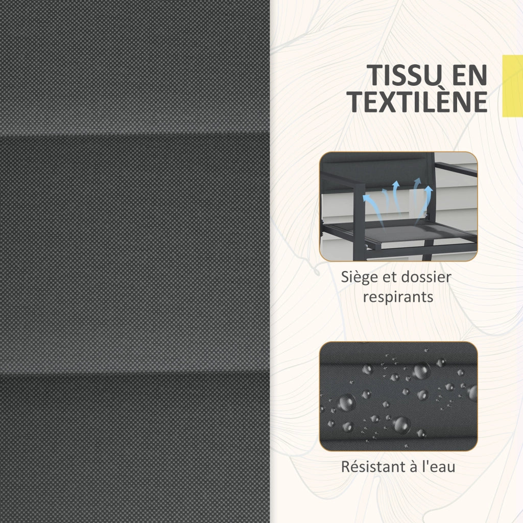 Sedia da giardino impilabile ¨C Minimal ¨C alluminio e textilene, con braccioli, 4 pezzi