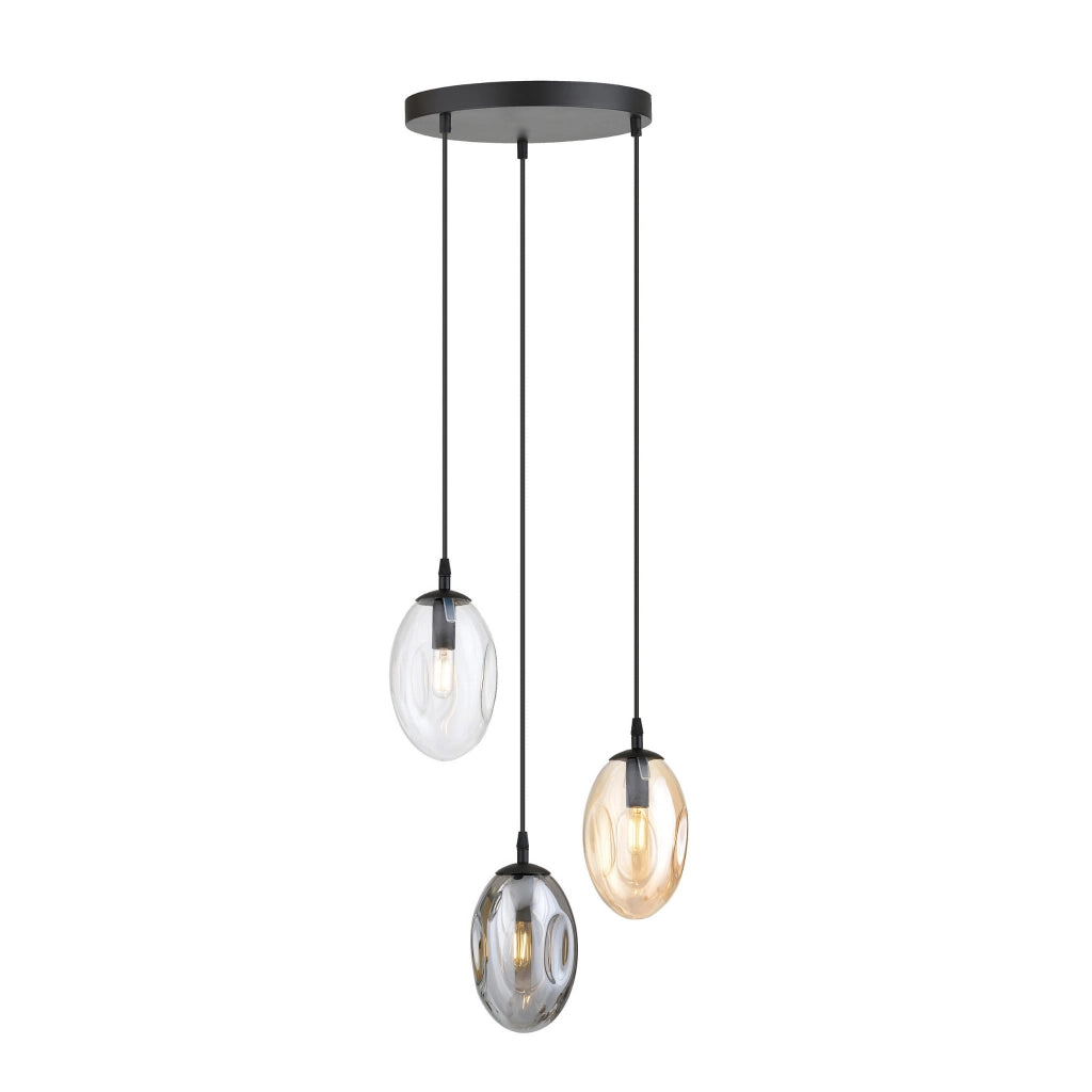 Lampadario Emibig Astral 3, 3xE14 nero multicolor vetro