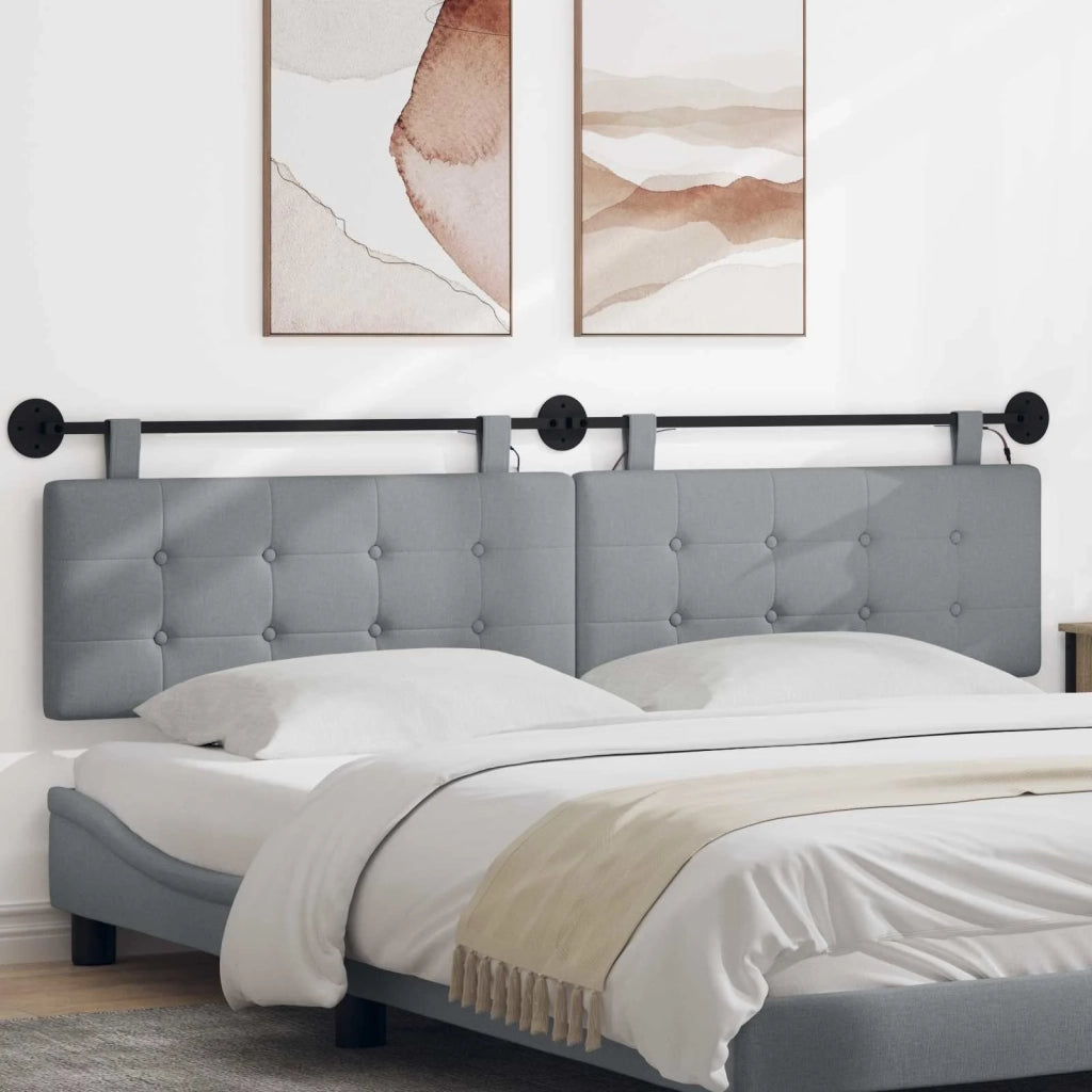 Testiera | Testata sospesa Con luce LED Grigio Chiaro Tessuto