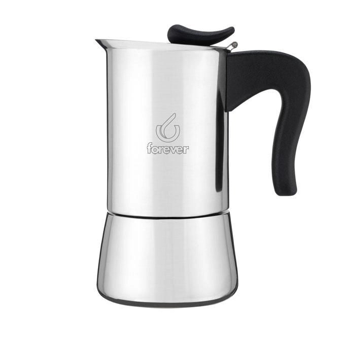 FOREVER 121313 Miss Splendy Caffettiera Moka 6 Tazze 700 ml Acciaio Inox Induzione Lavabile in Lavastoviglie colore Nero