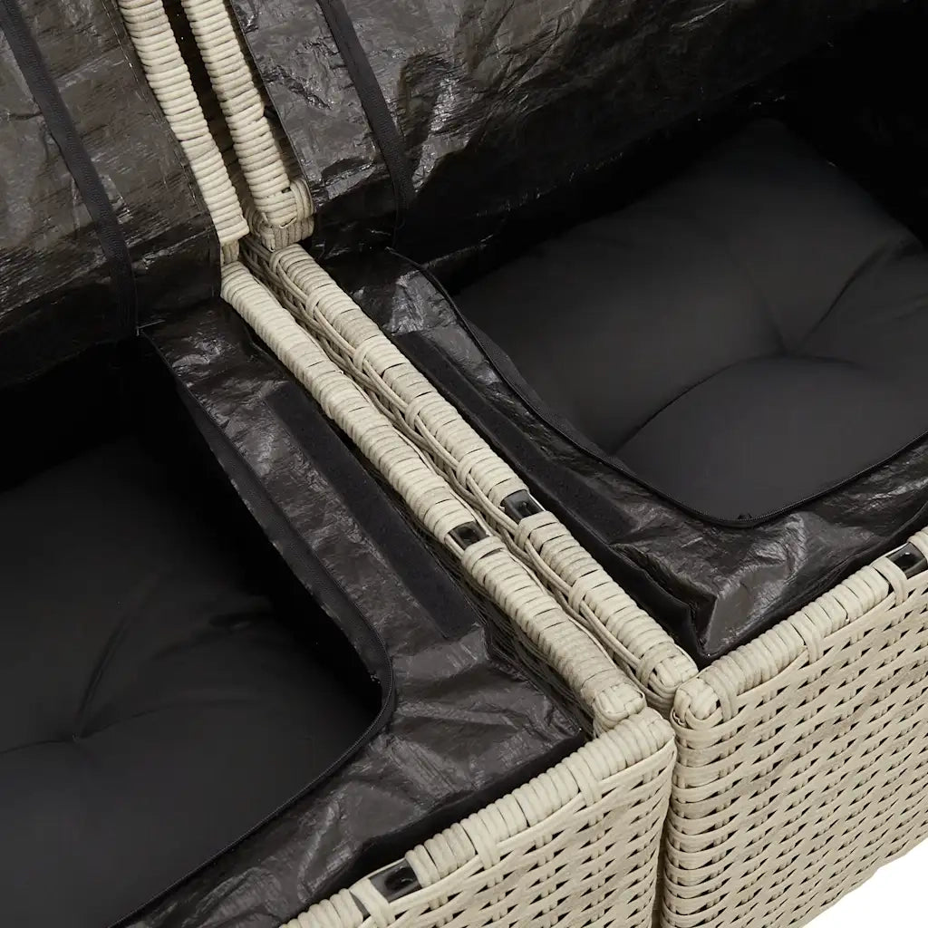 Divano da Giardino con Cuscini 2 Posti Grigio Chiaro Polyrattan 366197